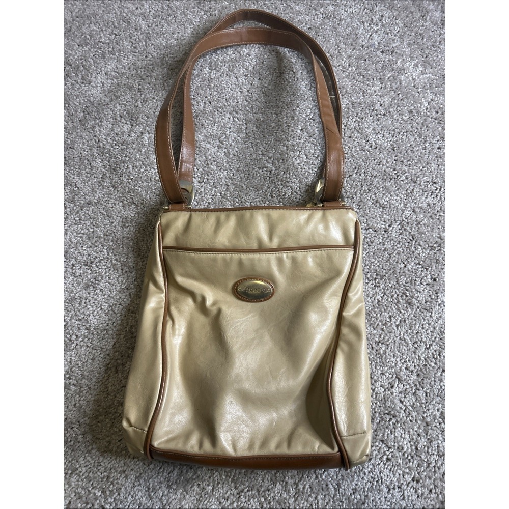 Vintage 80s/90s Capezzio Camel Colorblock Handbag 12" 7 Pockets CLEAN